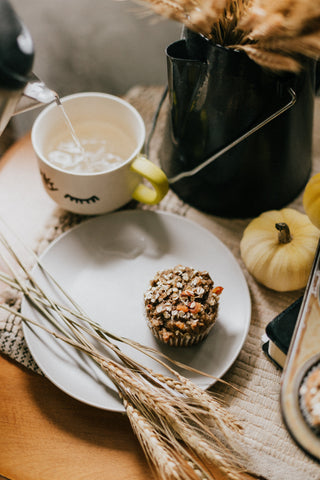 Ginger Tea, muffins, and fall decorations