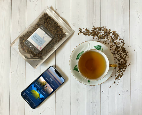 Tulsi loose leaf tea and Breethe meditation app for anxiety relief