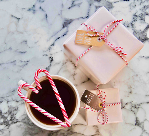Tea with candy and presents