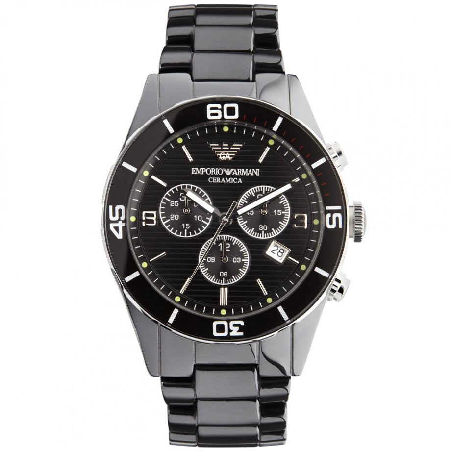 emporio armani ceramic chronograph men's watch