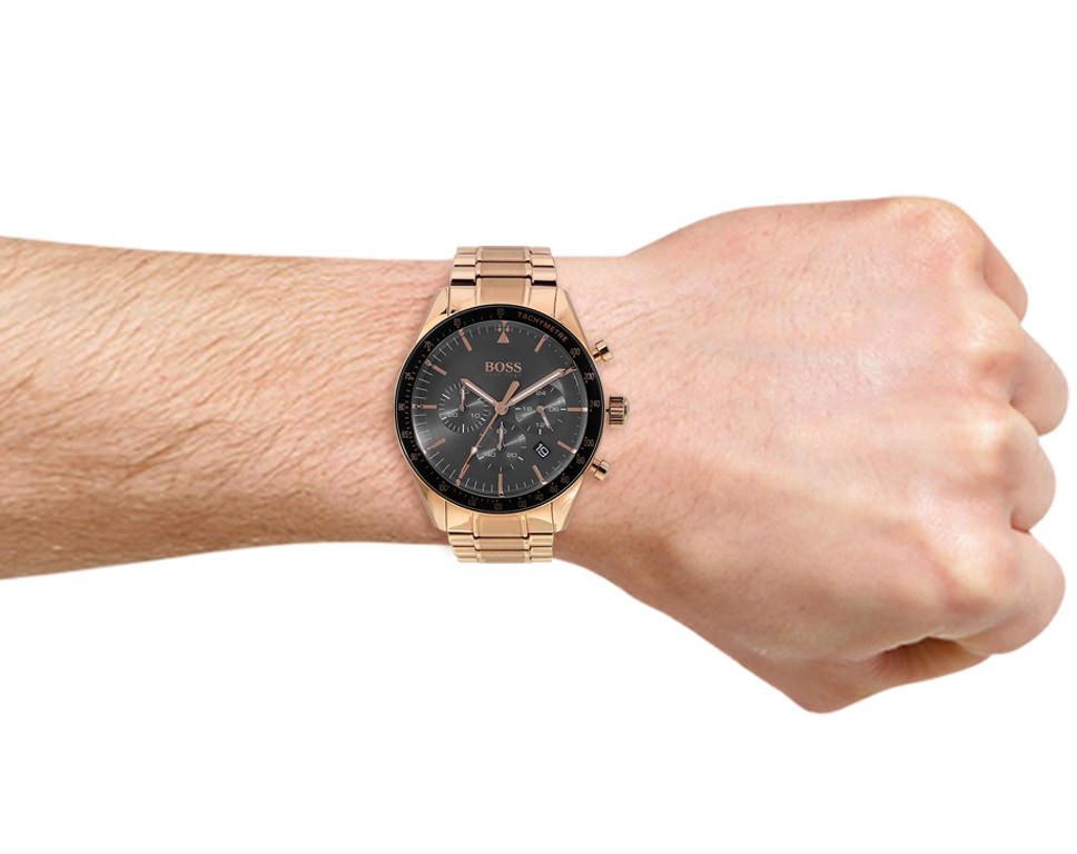 hugo boss trophy watch rose gold