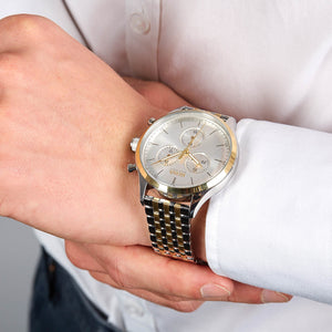 silver and gold boss watch