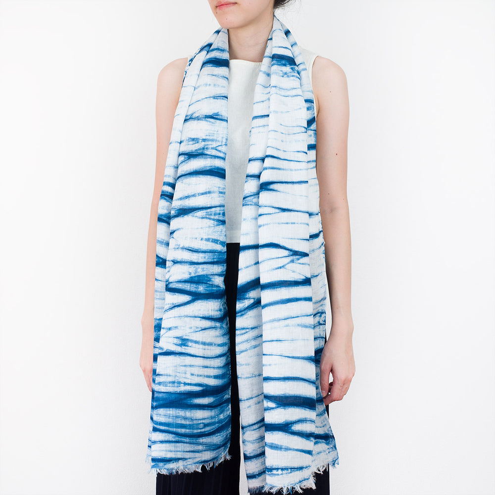 indigo linen scarf