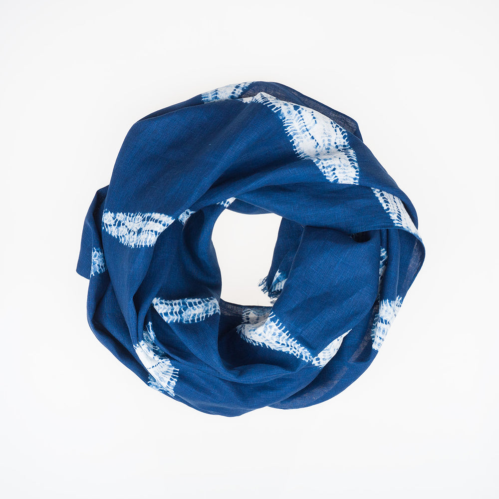 indigo linen scarf