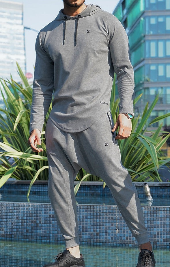 QL Onyx UP Oversized Hoodie & Jogger Set in Grey | MOOMENN