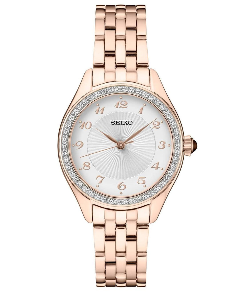 SEIKO Women's Rose Gold-Tone Stainless Steel Watch SUR396 – Wexford Jewelers