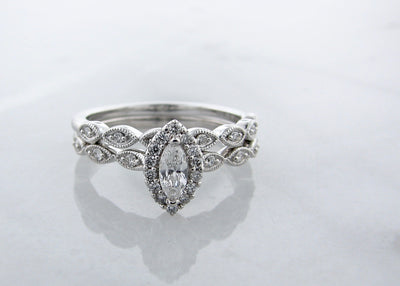 Beautiful Marquise Diamond Bridal Set In 14k White Gold I Do Now I Don T