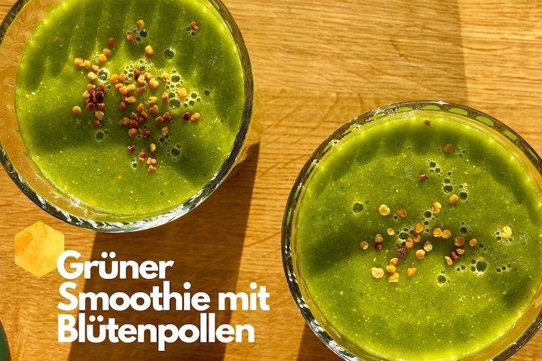 Grüner Smoothie mit Spinat und Blütenpollen