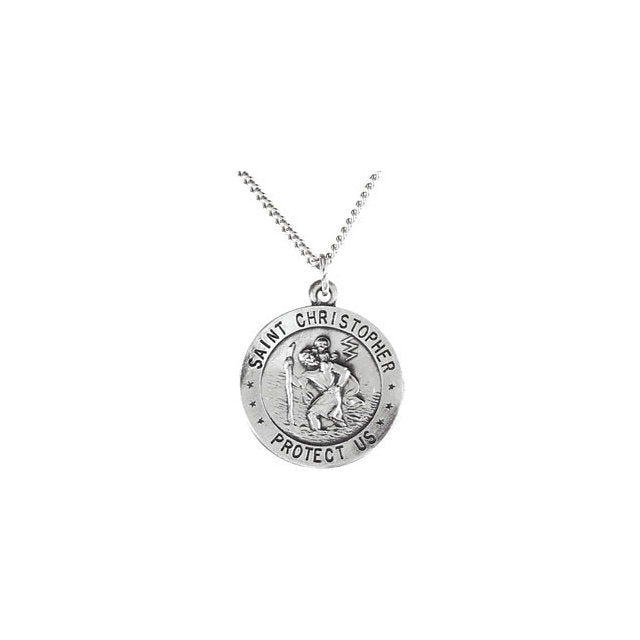 Sterling Silver 18mm Reversible St. Christopher/U.S. Army Medal Neckla ...