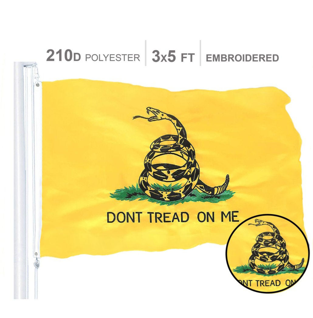 Gadsden Dont Tread On Me Flag 210d Embroidered Polyester 3x5 Ft