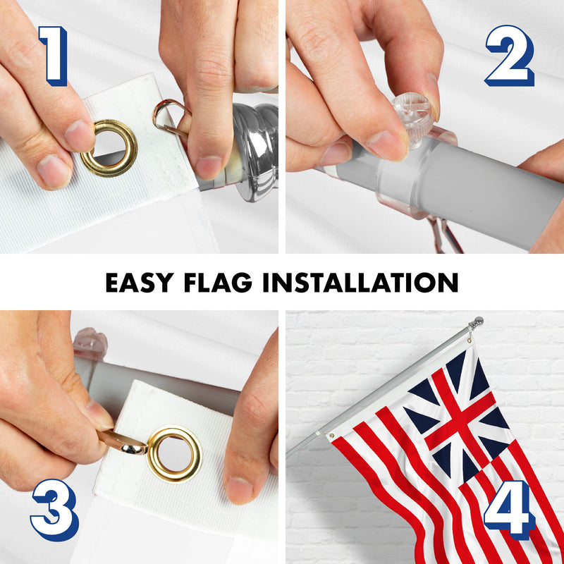 G128 Combo Pack 6 Feet Tangle Free Spinning Flagpole Silver Grand U