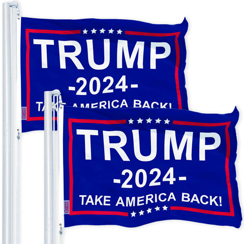 G128 2-Pack: Trump 2024 "Take America Back" Blue Flag 3x5 FT 150D Polyester