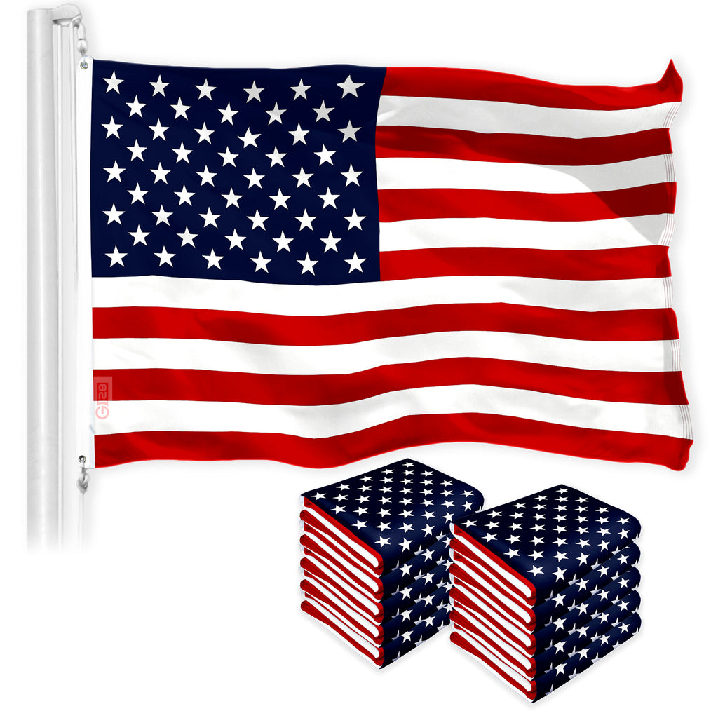 G128 10 Pack: American USA Flag 4x6 Ft LiteWeave Pro Series Printe — 
