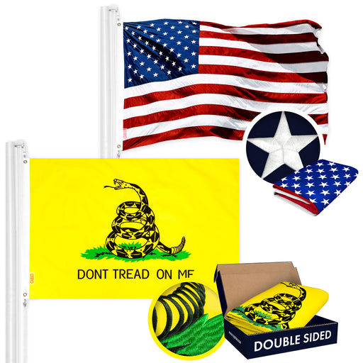 G128 COMBO PACK: American Flag Single Sided 3x5 Ft & Gadsden Don't Tre —