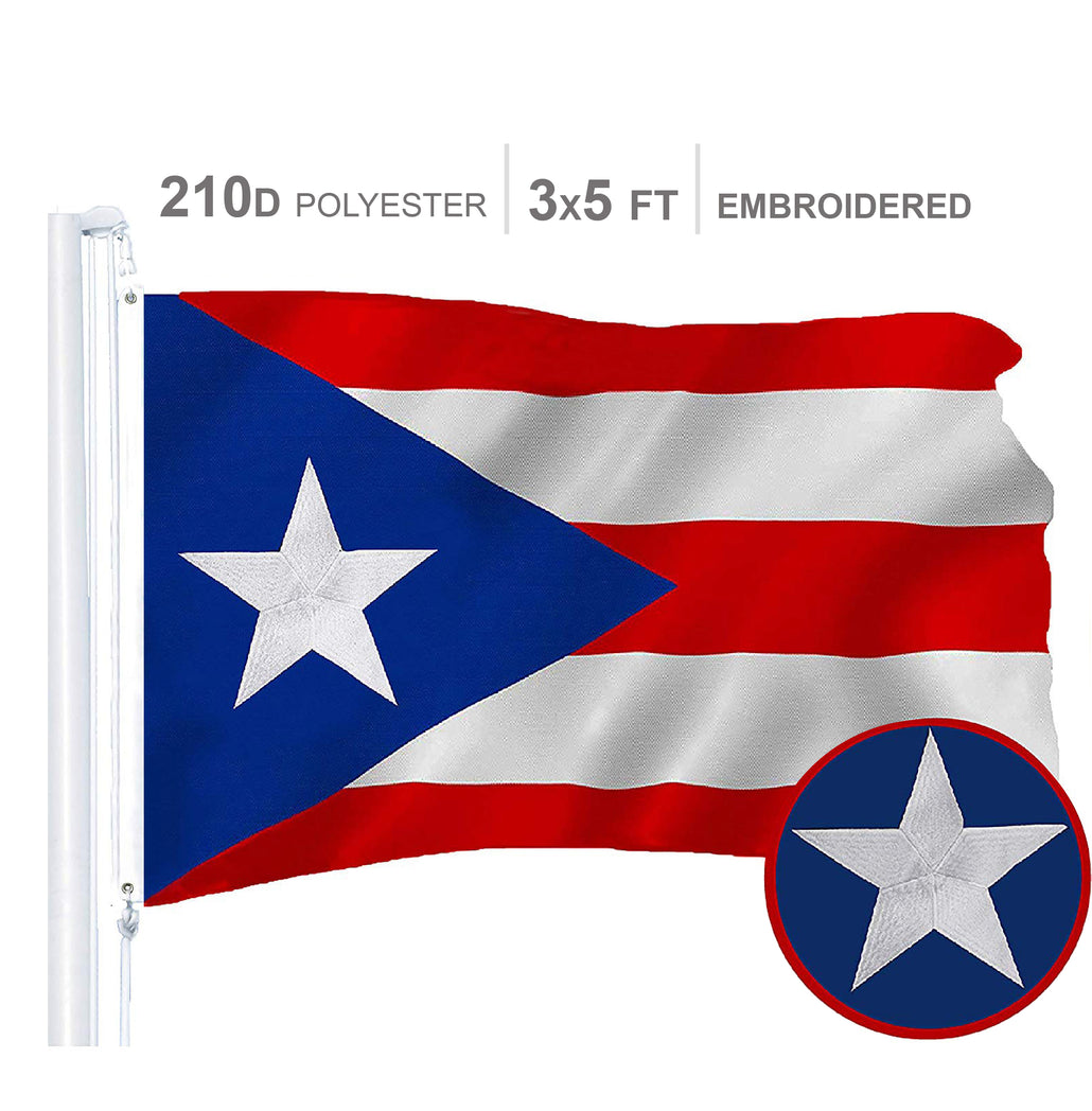Puerto Rico Puerto Rican Flag 210d Embroidered Polyester 3x5 Ft G128store Com