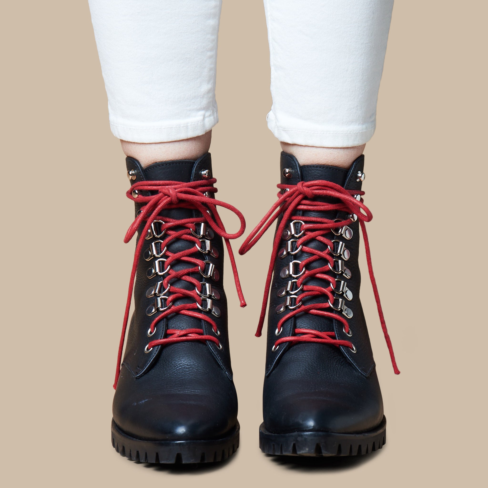 walking boots red laces