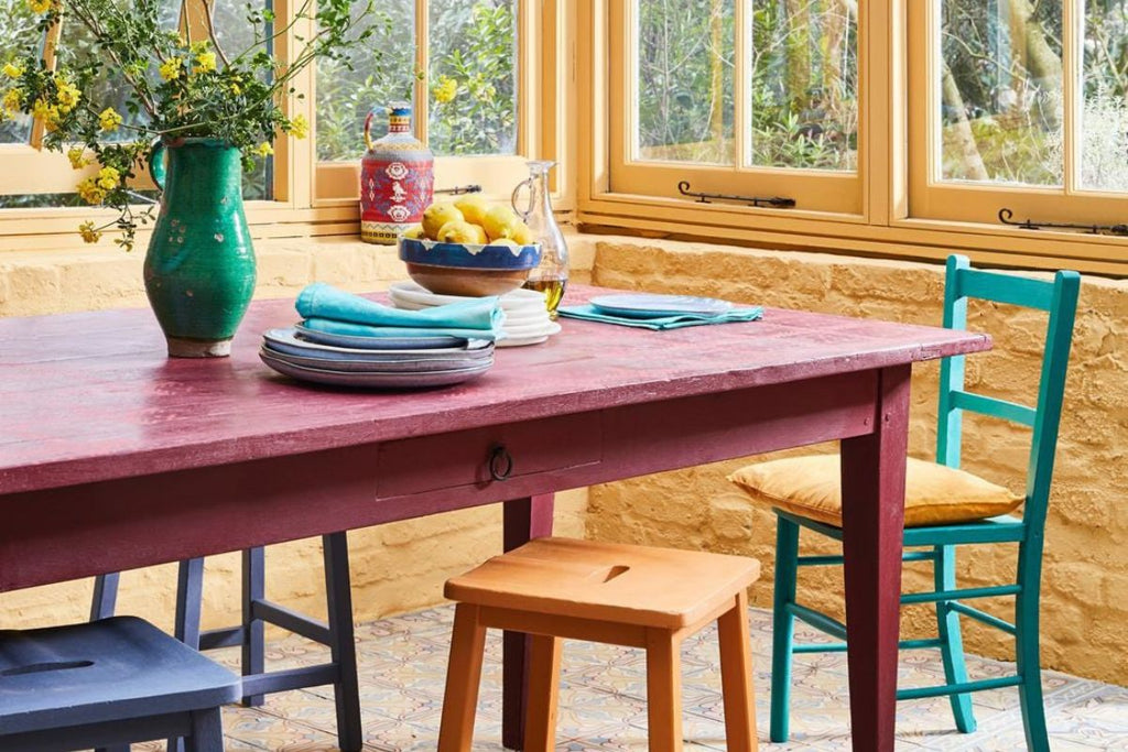 A table and chair set that was painted with Chalk Paint.