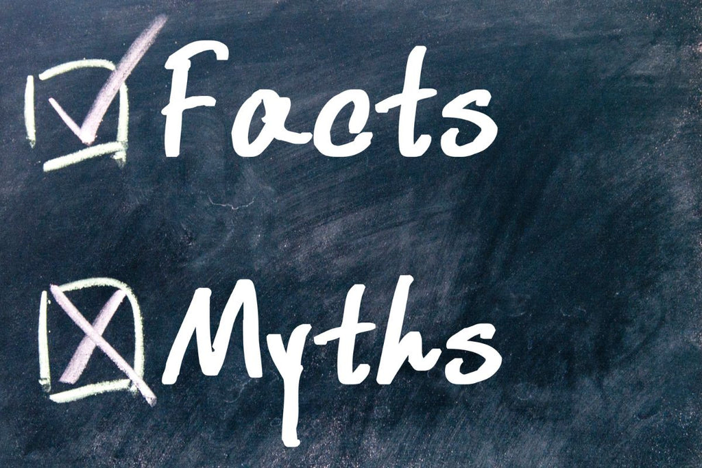A blackboard that reads Facts and Myths. There's a check mark next to Facts and a cross next to Myth.