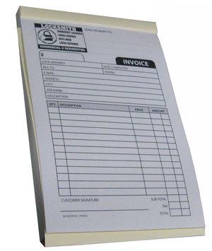 locksmith invoice book with 50 sets of duplicate carbonless forms