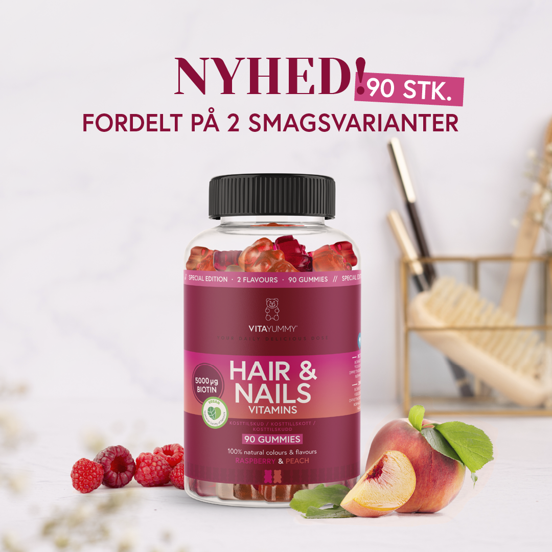 VitaYummy Hair & Nails – Raspberry & Peach – 90 stk (8900351885635)