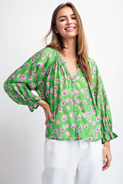 Floral Printed Button Up Blouse