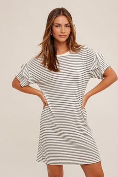 Stripe Ruffle Tee Dress