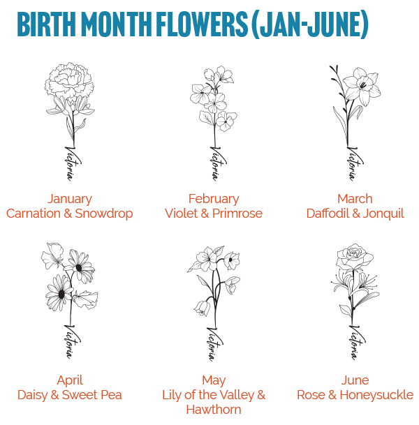 Flower engraving options for January - June