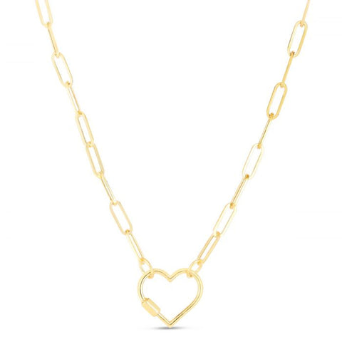 14K Gold Charm Holder Paperclip Necklace