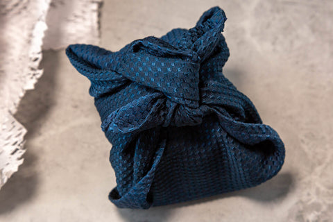 A dark blue bundle - a furoshiki style gift wrap