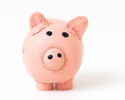 A pink pig figurine, representing a piggy bank