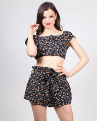 Floral two-piece short set with cropped top
