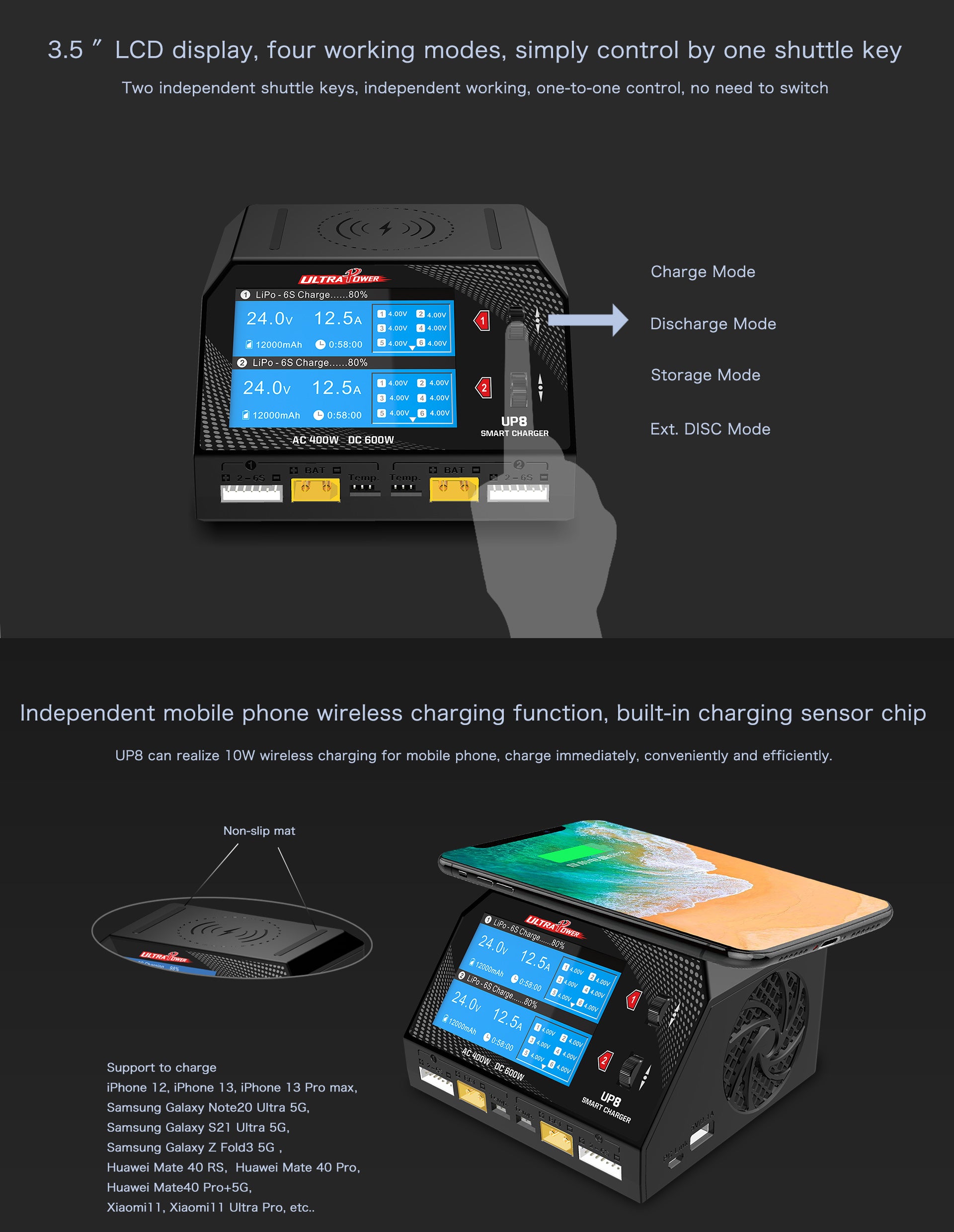 Ultra Power UP8 600W 16A Dual Channel AC/DC Battery Charger