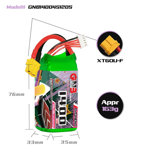 Lumenier N2O Feather-Lite 1300mAh 6s 150c Lipo Battery (XT-60)