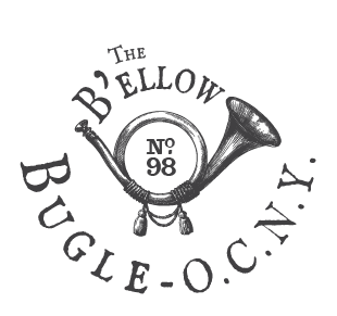 The Punctilious Mr. P's Place Card Co."The B'ellow Bugle" logo with a hand-drawn bugle in the middle