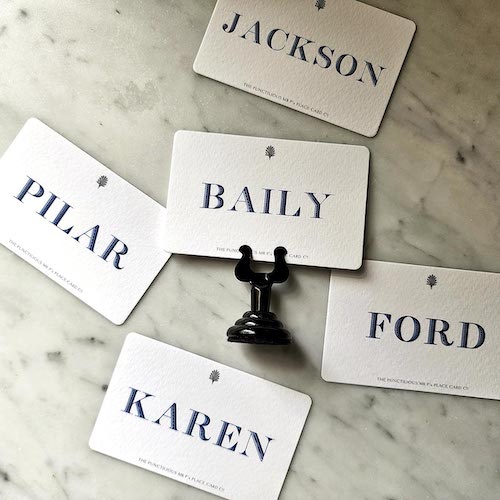 a pile of mr. p's place card examples showing various names using the 'Whiskey' Font