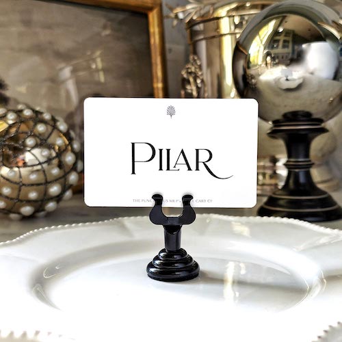 The Punctilious Mr. P's Place Card Co. 'Paris' Font digitally printed on the back of a place card