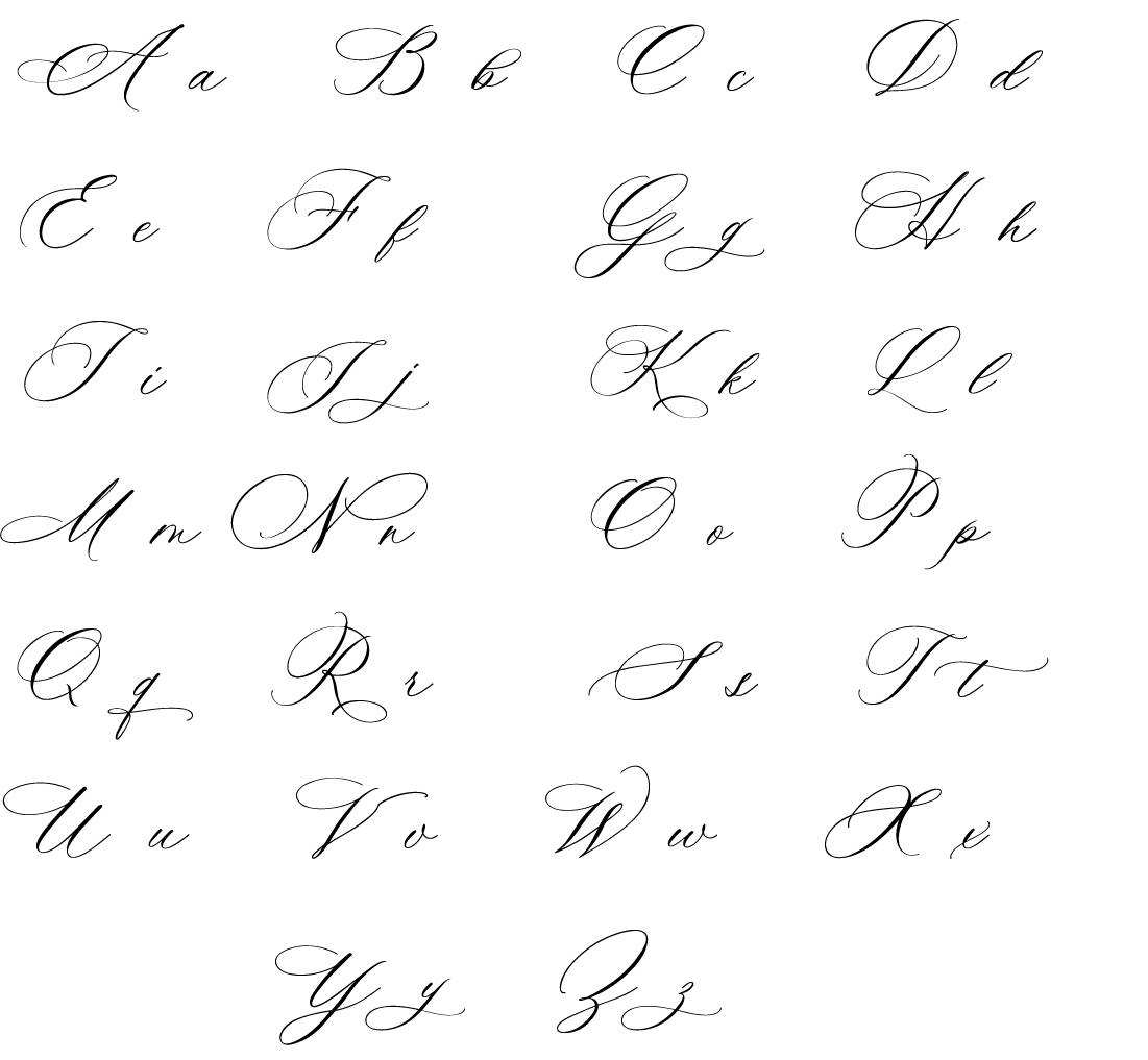 Mr. P's 'Calliope script' font digital Calligraphy Script Sampler