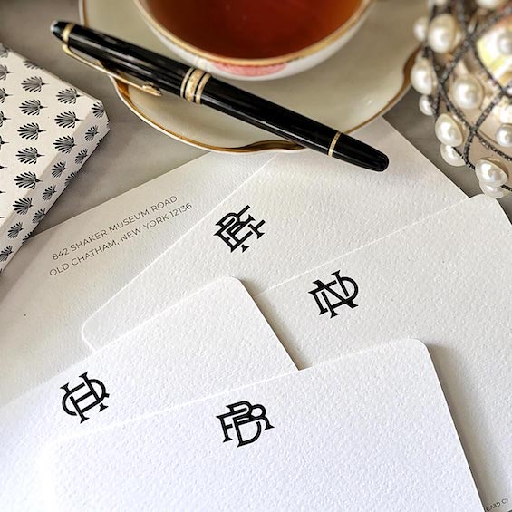 the punctilious mr. p's place card co. examples of the bold font used for monogrammed note cards