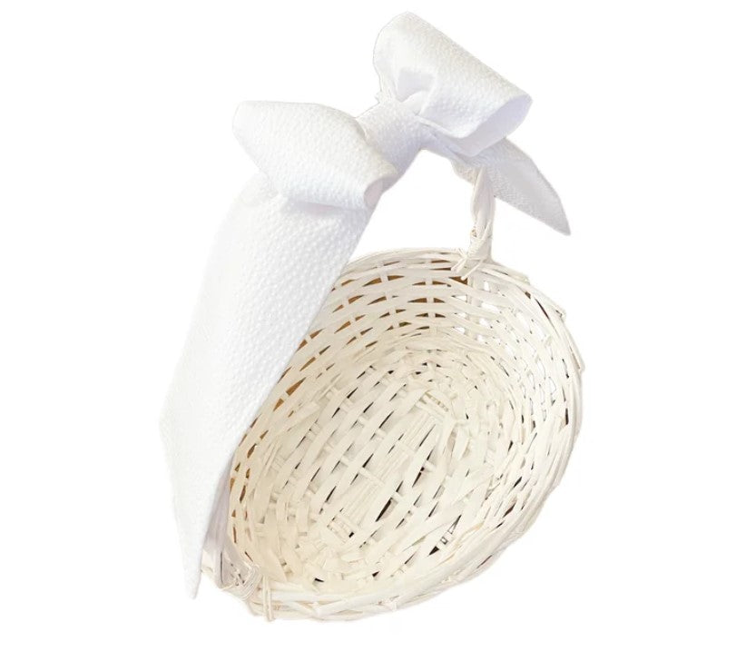 White Seersucker Basket Bow