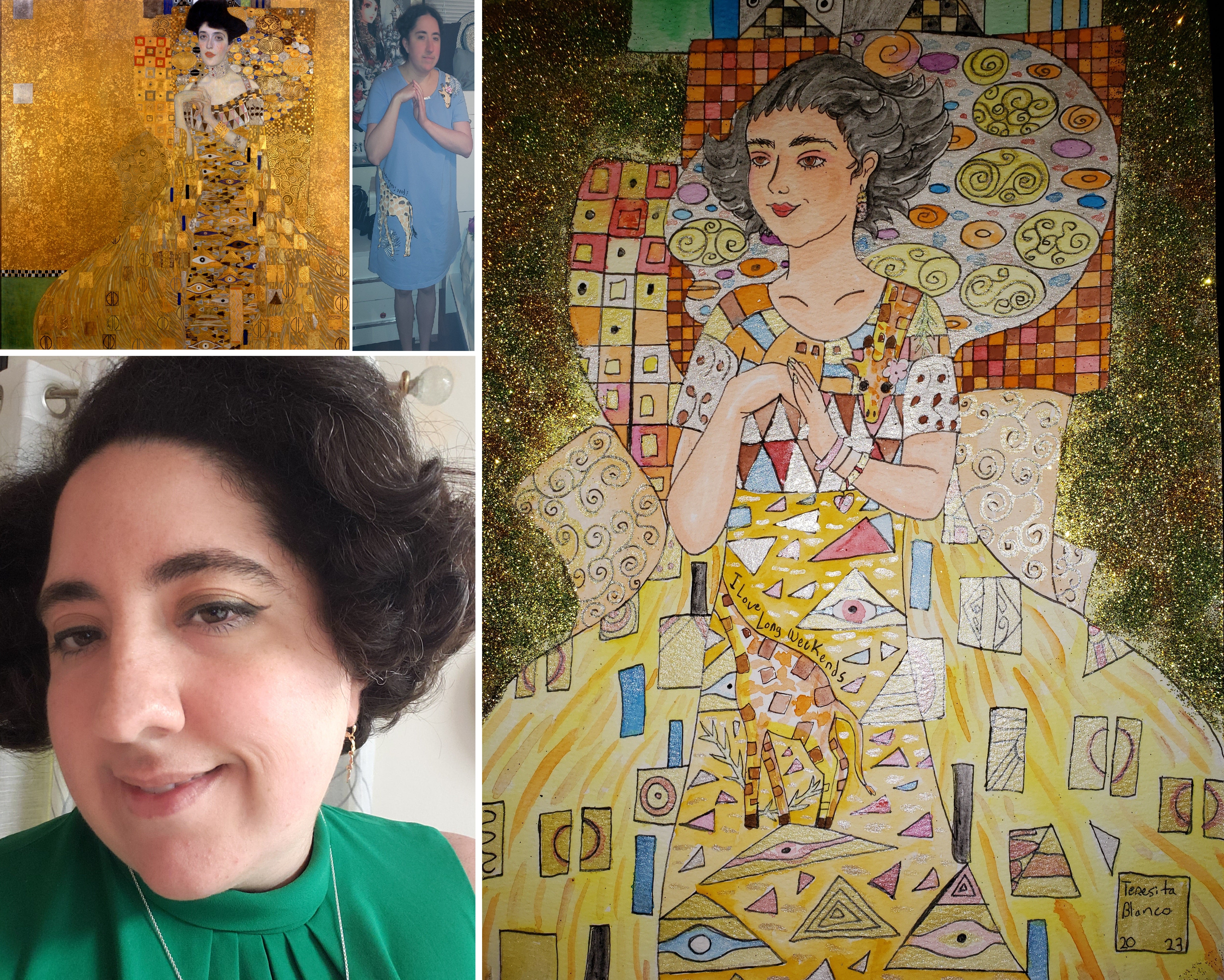 artsy sister, teresita blanco self portrait, gustav klimt style