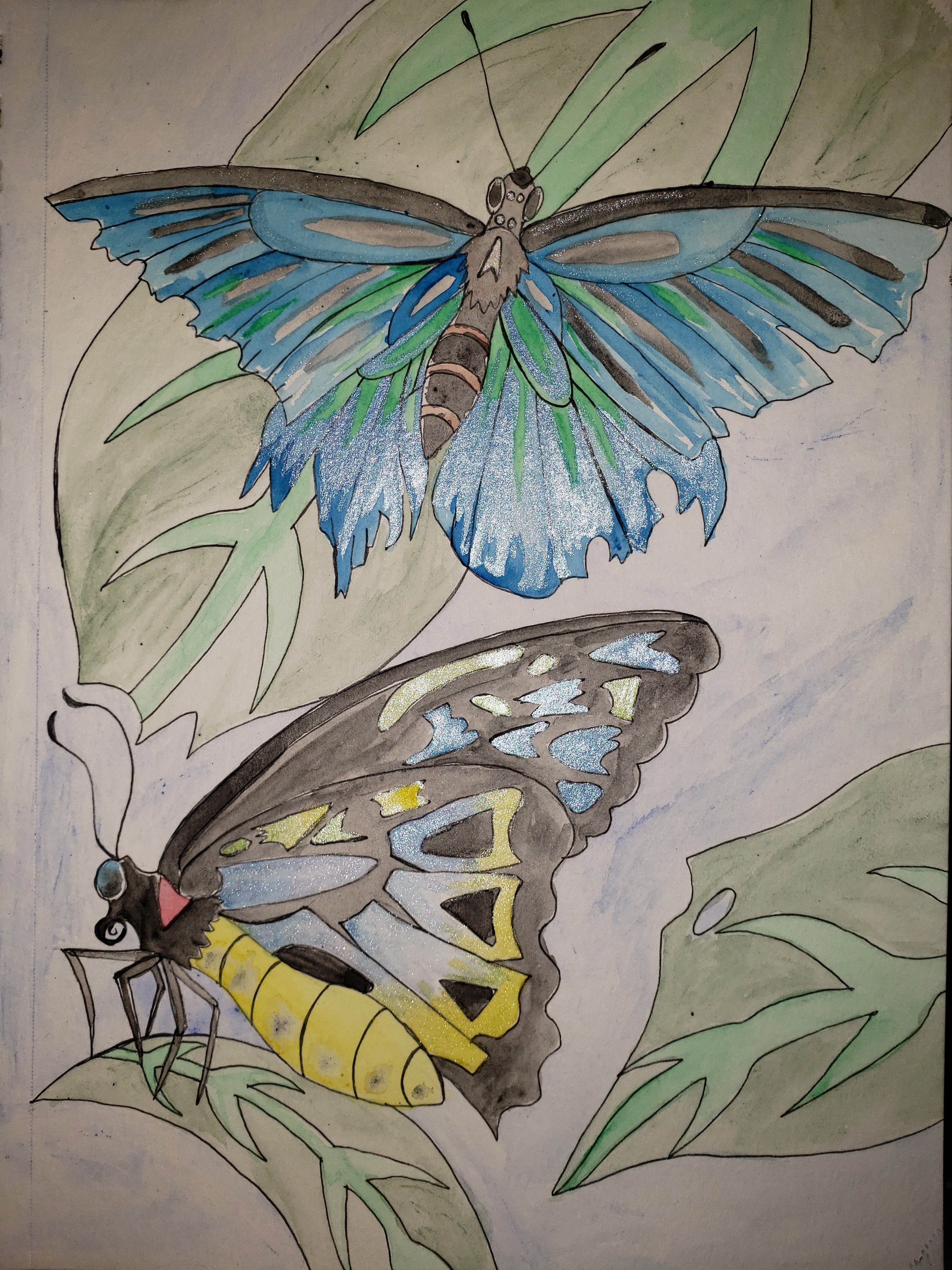 artsy sister, watercolor painting, butterfly art