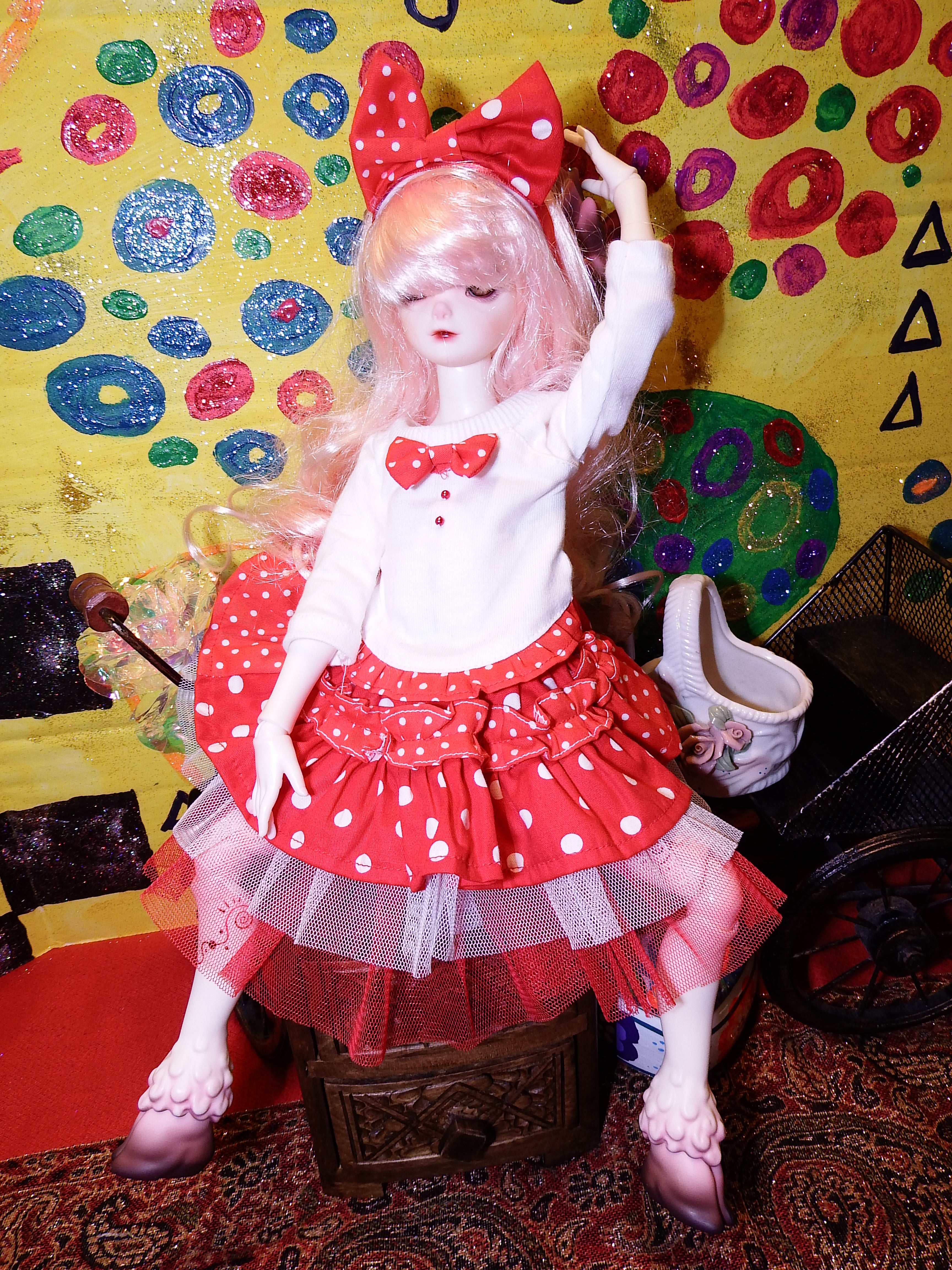 artsy sister BJD Doll Lilian Doll Chateau Faun in Cute Polka Dot Skirt