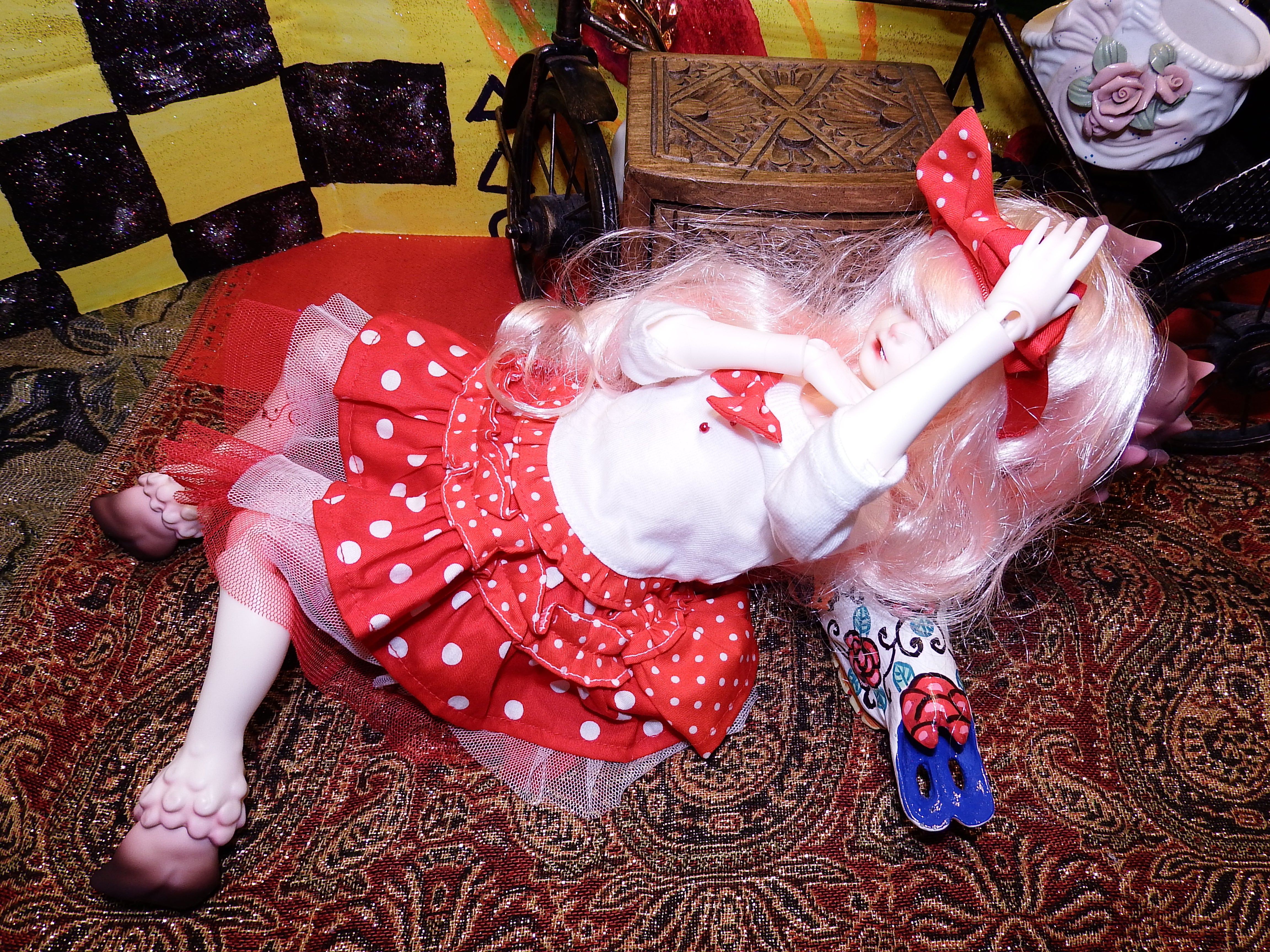 artsy sister BJD Doll Lilian Doll Chateau Faun in Cute Polka Dot Skirt