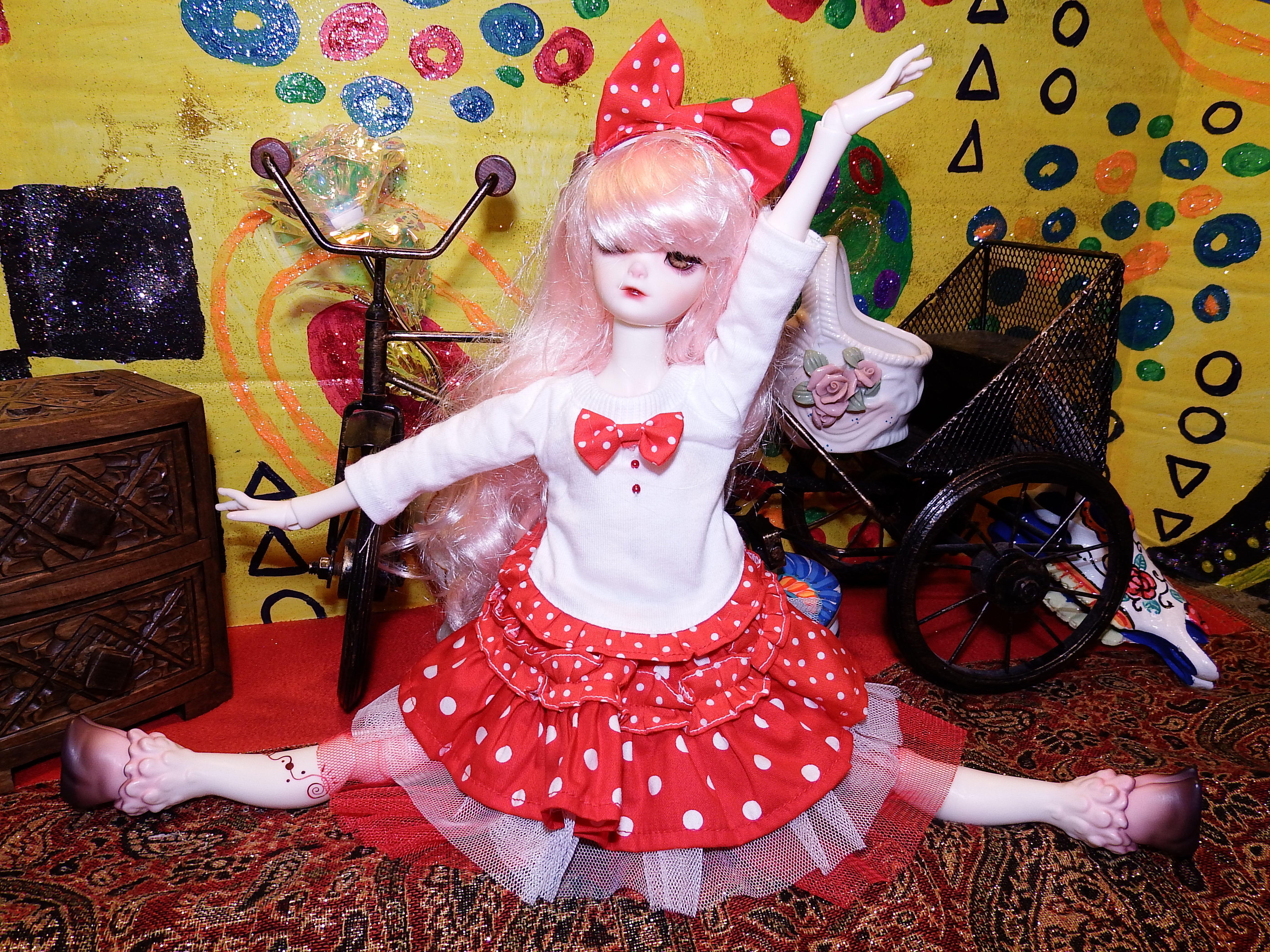 artsy sister BJD Doll Lilian Doll Chateau Faun in Cute Polka Dot Skirt