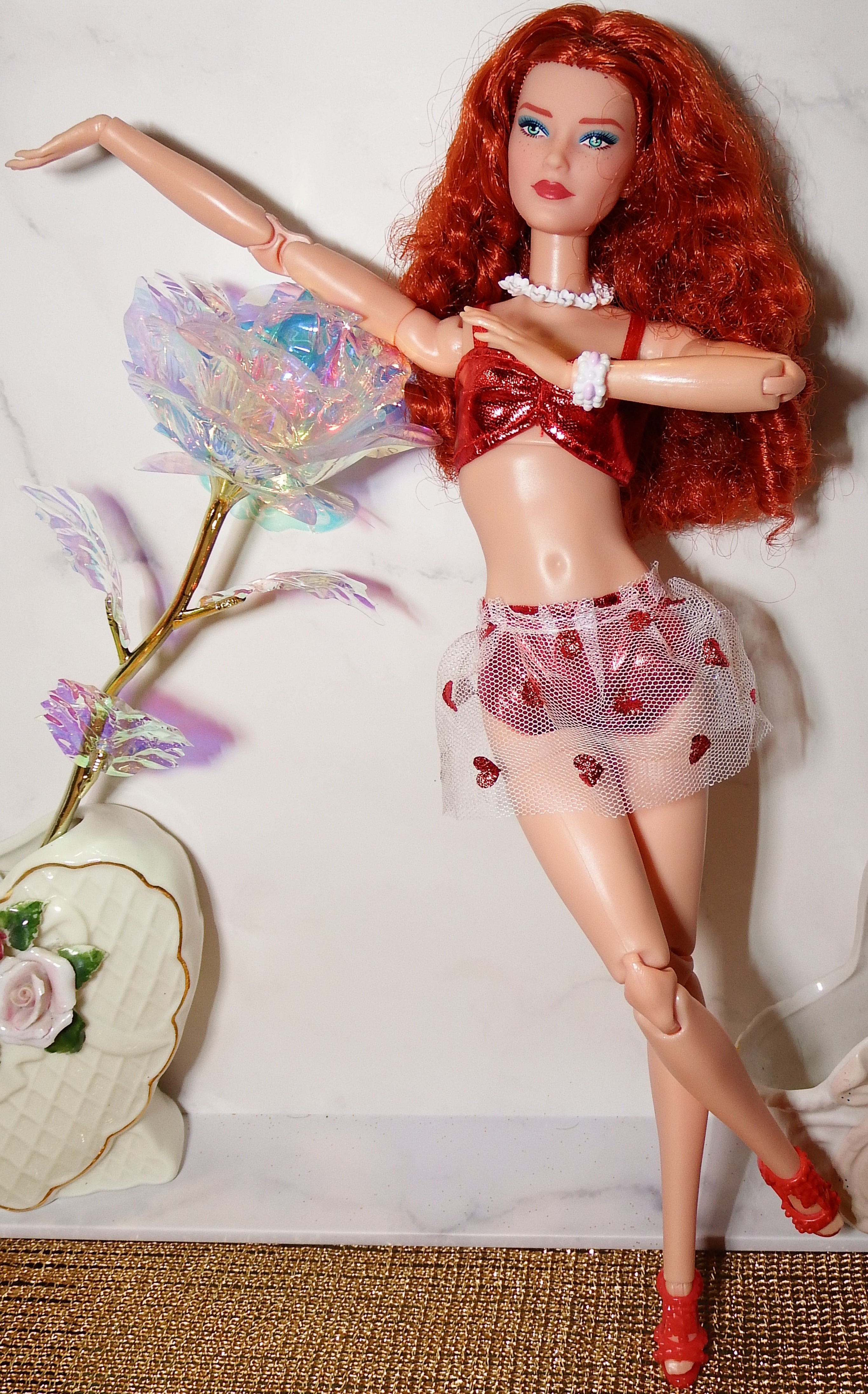 artsy sister Barbie Red Head in Red Bikini Heart Set