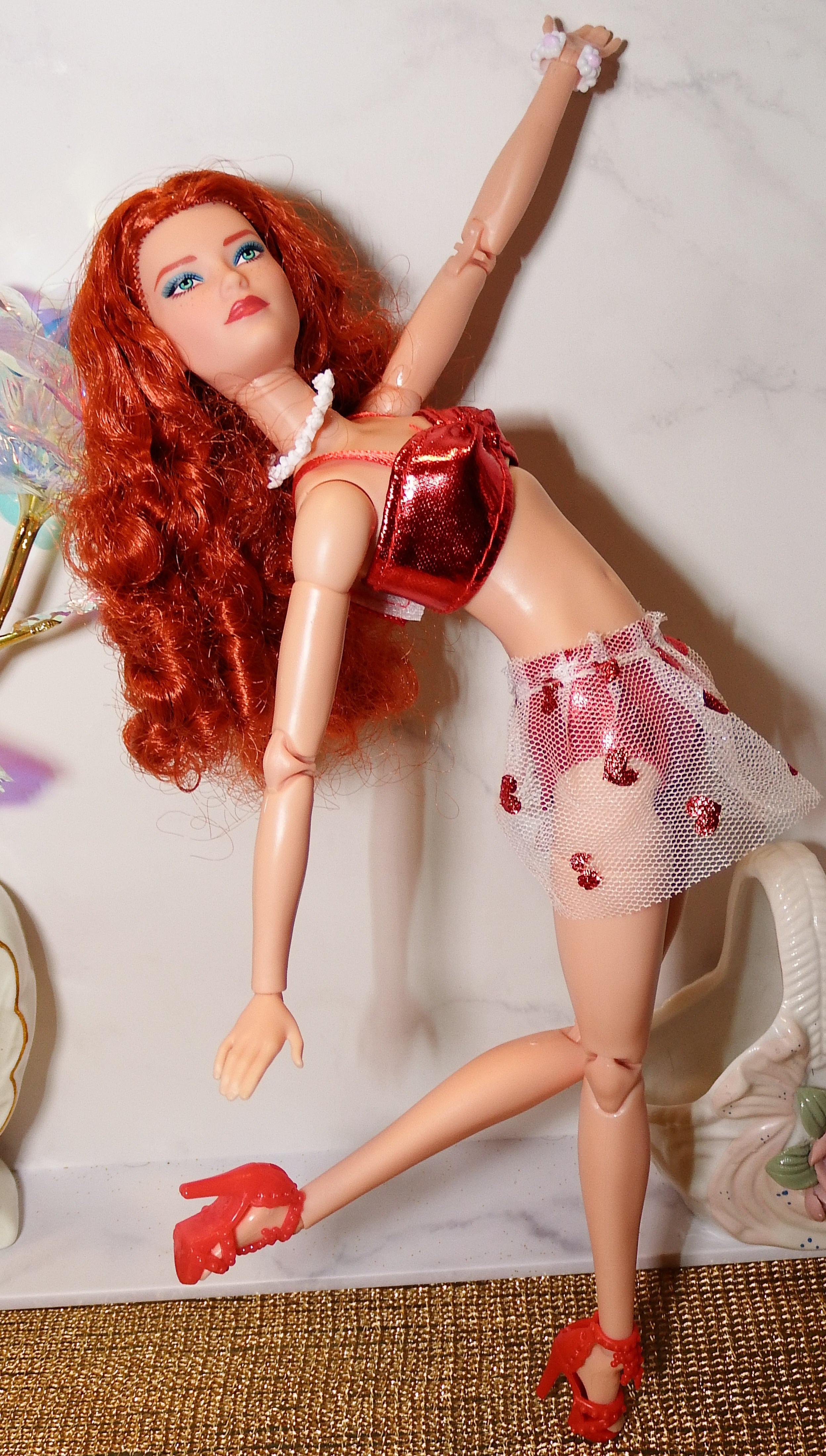 artsy sister Barbie Red Head in Red Bikini Heart Set