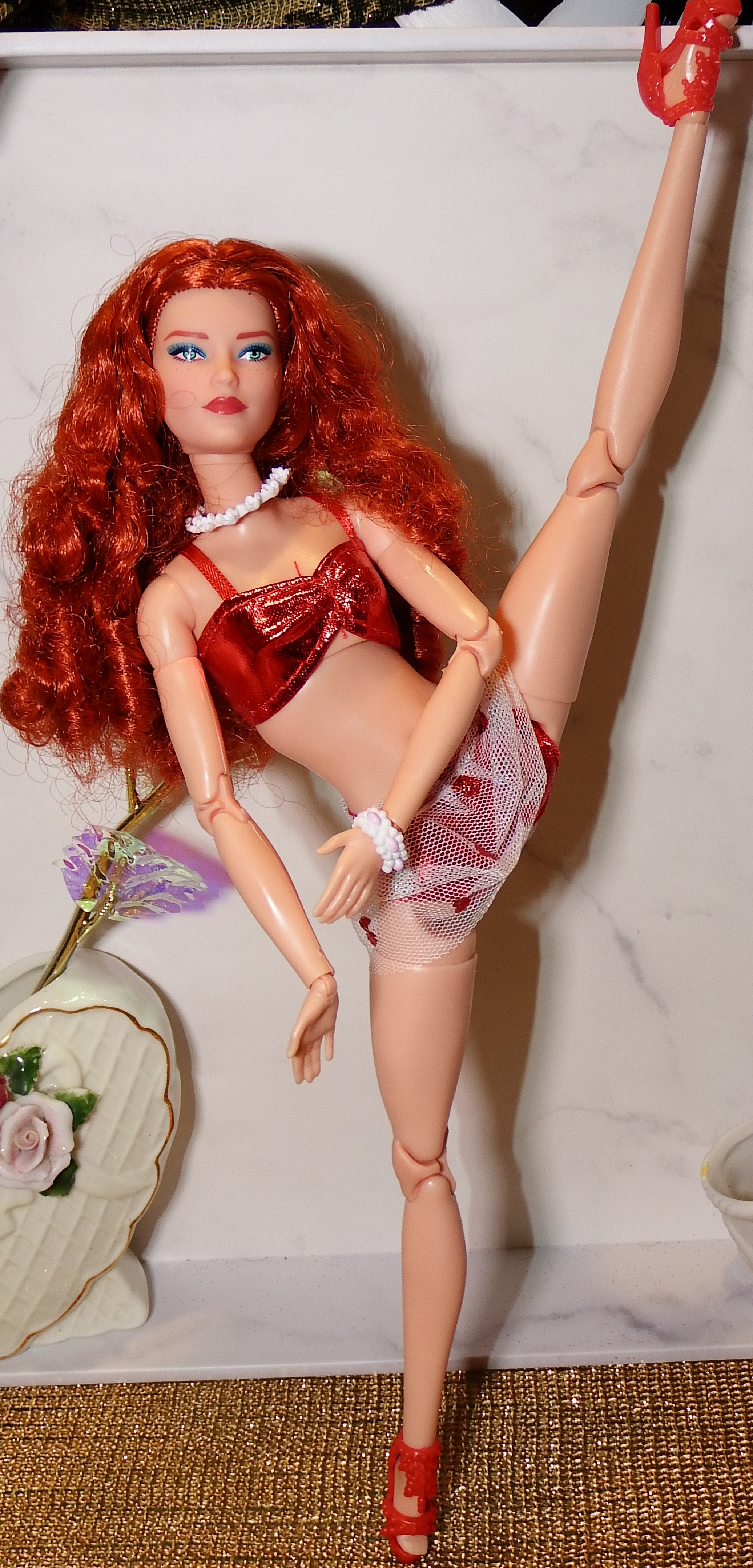 artsy sister Barbie Red Head in Red Bikini Heart Set