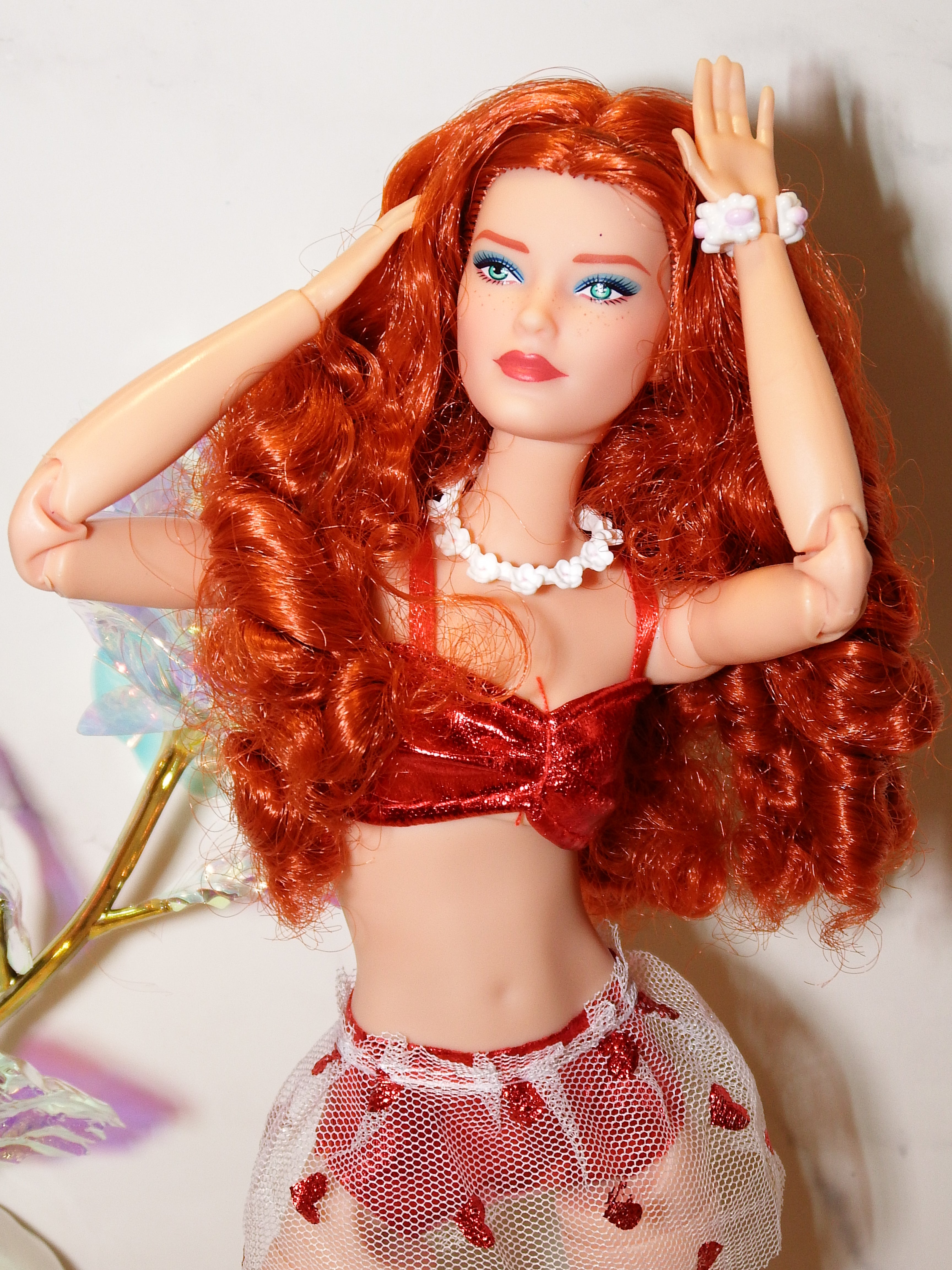 artsy sister Barbie Red Head in Red Bikini Heart Set