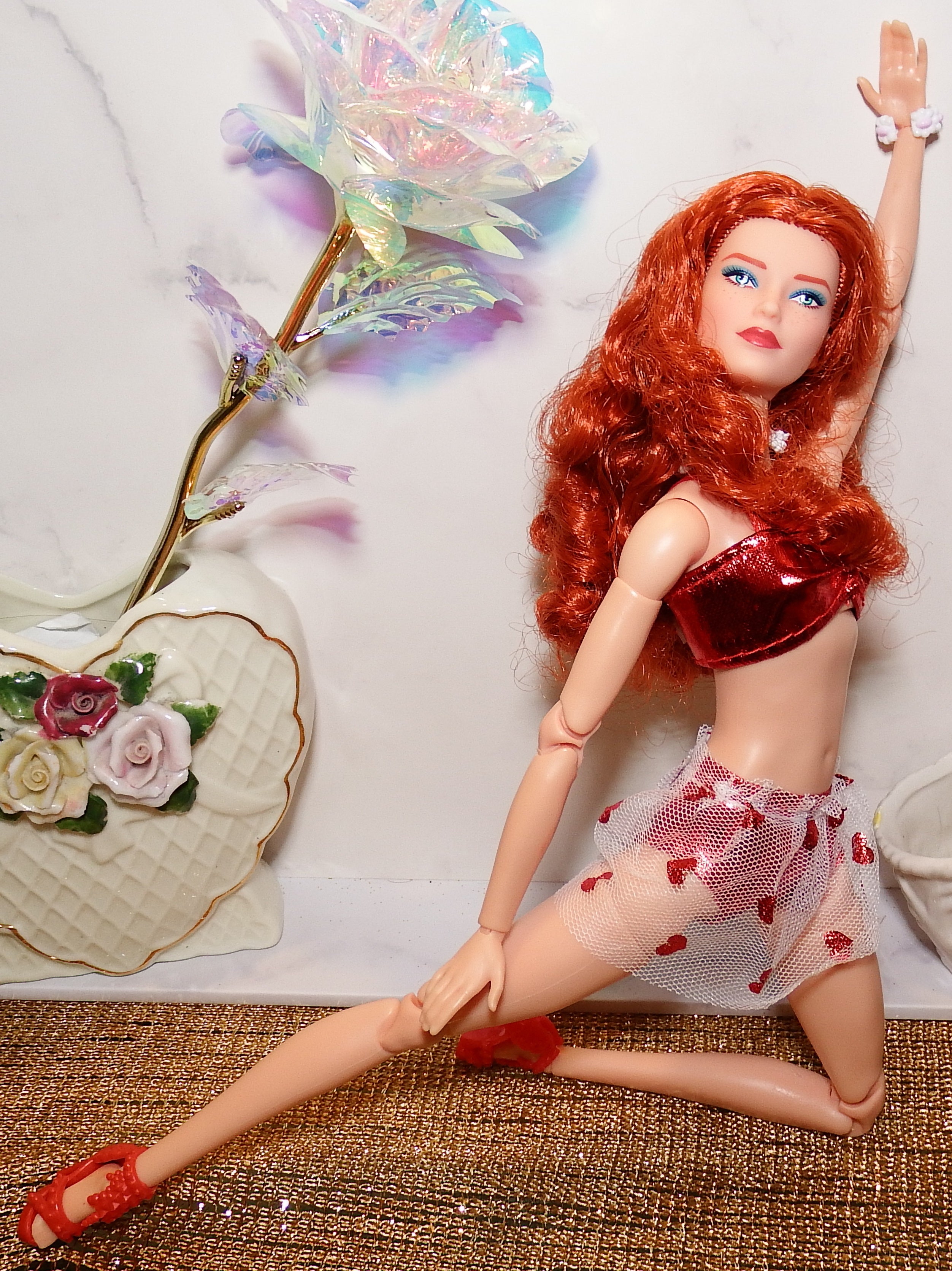 artsy sister Barbie Red Head in Red Bikini Heart Set