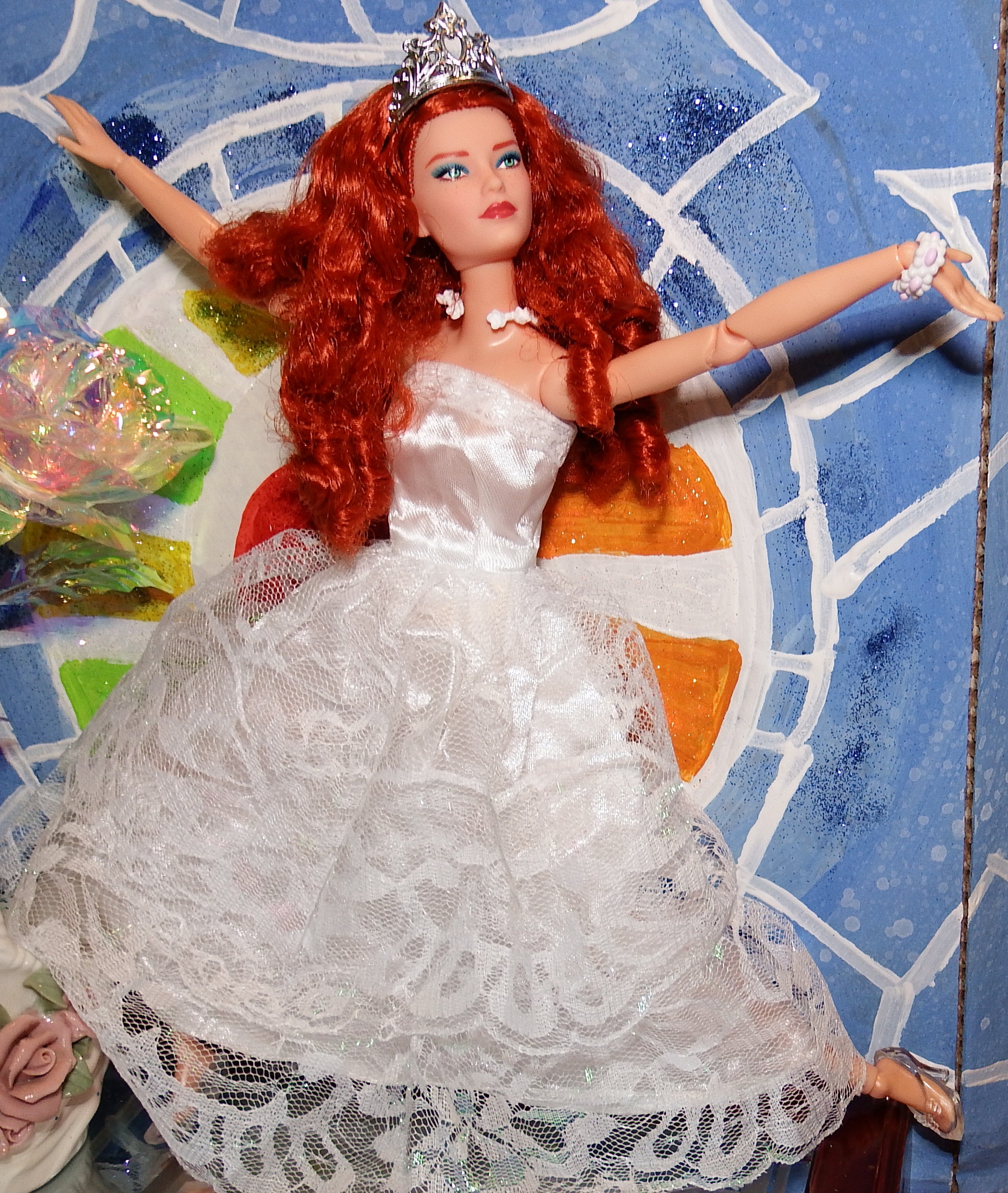artsy sister Red Headed Barbie in a White Wedding Dress Photoshoot